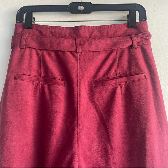 Free People Nightfall Paperbag Faux Suede Pants Wine Red 22364 - Picture 6 of 14
